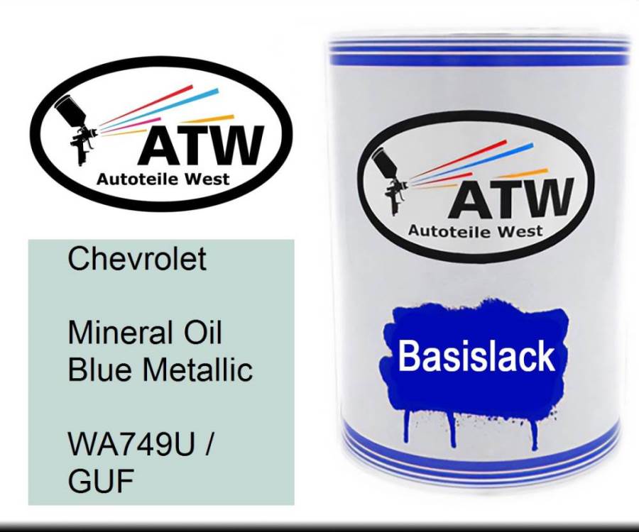 Chevrolet, Mineral Oil Blue Metallic, WA749U / GUF: 500ml Lackdose, von ATW Autoteile West.